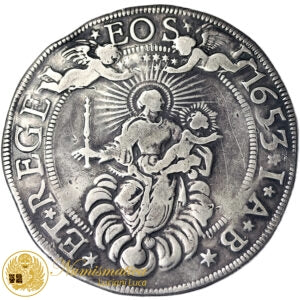 GENOVA Scudo Largo 1653 Repubblica Dogi Biennali III fase (1637-1797) Ag Molto Raro #MD662
