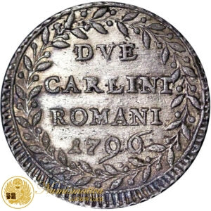 STATO PONTIFICIO 2 Carlini Romani 1796 An. XXII PIO VI 1775-99 Ag RARA Q.SPL #2212