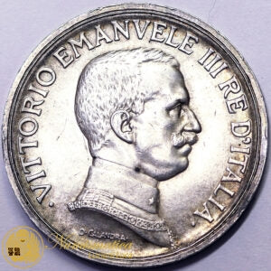 VITTORIO EMANUELE III 5 Lire 1914 Quadriga briosa Ag Meglio di Spl+ RARA #PV298