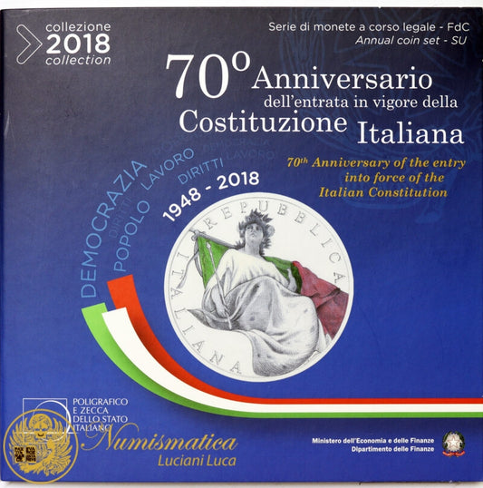 ITALIA 2018 : Serie divisionale 10 valori Fdc Costituzione