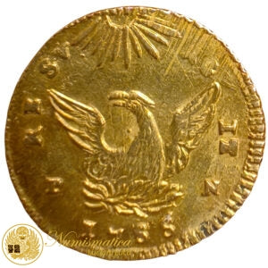 PALERMO Carlo III di Borbone ONCIA 1755 Au Rara Spl #PV454