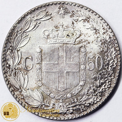 UMBERTO I 50 CENTESIMI 1889 Zecca Roma FDC Eccezionale RARA #PV191