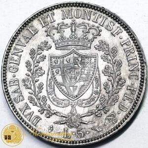 REGNO DI SARDEGNA 5 LIRE 1830 Torino L in Losanga CARLO FELICE 1821-31 Q.Fdc #PV462