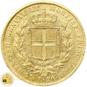 20 Lire 1840 Genova Au Carlo Alberto Regno di Sardegna BB+ #PV245