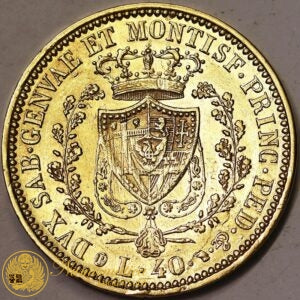 REGNO DI SARDEGNA Carlo Felice 40 Lire 1831 Torino Au Q.Spl RARA #PV774