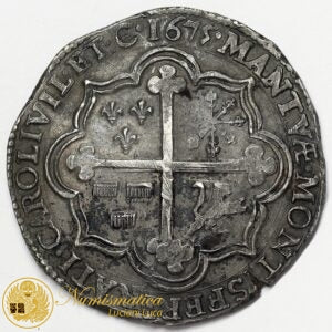 MANTOVA Ferdinando Carlo Gonzaga-Nevers 1669-1707 SCUDO 1675 Ag 21,57 g MIR 729/1 SPL/Q.FDC RARO #PV208