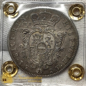 NAPOLI Carlo III poi VI d’Asburgo 1707-34 Ducatone da 10 Carlini 1715 Ag contorno liscio RARO Spl #PV260