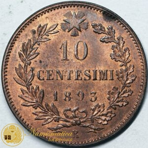 UMBERTO I 10 Centesimi 1893 Roma Cu Non Comune Q.Fdc/Fdc #PV302