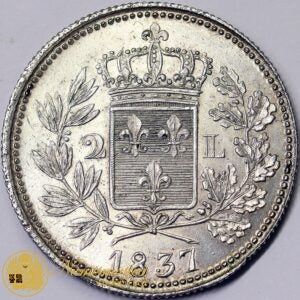 LUCCA 2 Lire 1837 Carlo Ludovico di Borbone RARA Q.fdc/Fdc #PV458