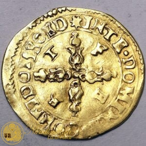 SAVOIA Emanuele Filiberto 1553-80 Scudo d'Oro del Sole 1580 Chambery MOLTO RARO Au MB/BB #PV264