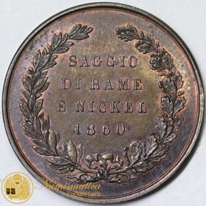 VITTORIO EMANUELE II 5 Centesimi 1860 saggio di rame e nichel R3 Progetto Fdc #5419