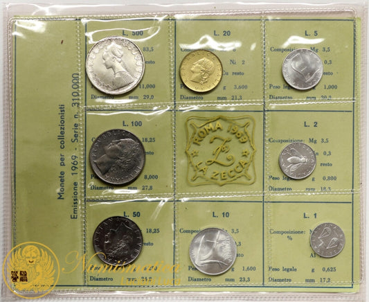 ITALIA 1969 : Serie divisionale 8 valori Fdc