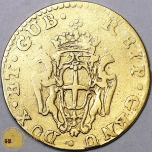 GENOVA REPUBBLICA Dogi Biennali 24 Lire 1793 Au R3 Mb #PV340