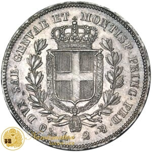 REGNO DI SARDEGNA Carlo Alberto 2 LIRE 1844 Genova RR argento Spl/Q.Fdc #PV358