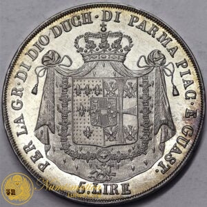 DUCATO DI PARMA 1815-47 Maria Luigia 5 LIRE 1815 zecca Milano argento Fdc #PV366