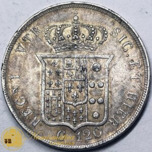 REGNO DUE SICILIE Ferdinando II di Borbone 1830-59 PIASTRA da 120 grana 1849 BB argento R3 del 4° tipo #PV15