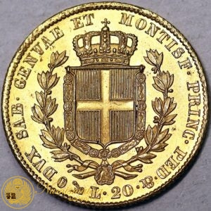 REGNO DI SARDEGNA Carlo Alberto 20 Lire 1849 Genova Au FDC Eccezionale #PV353