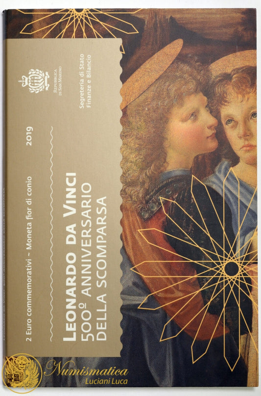 San Marino 2019 : 2 Euro Fdc 500° anniversario della scomparsa di Leonardo da Vinci