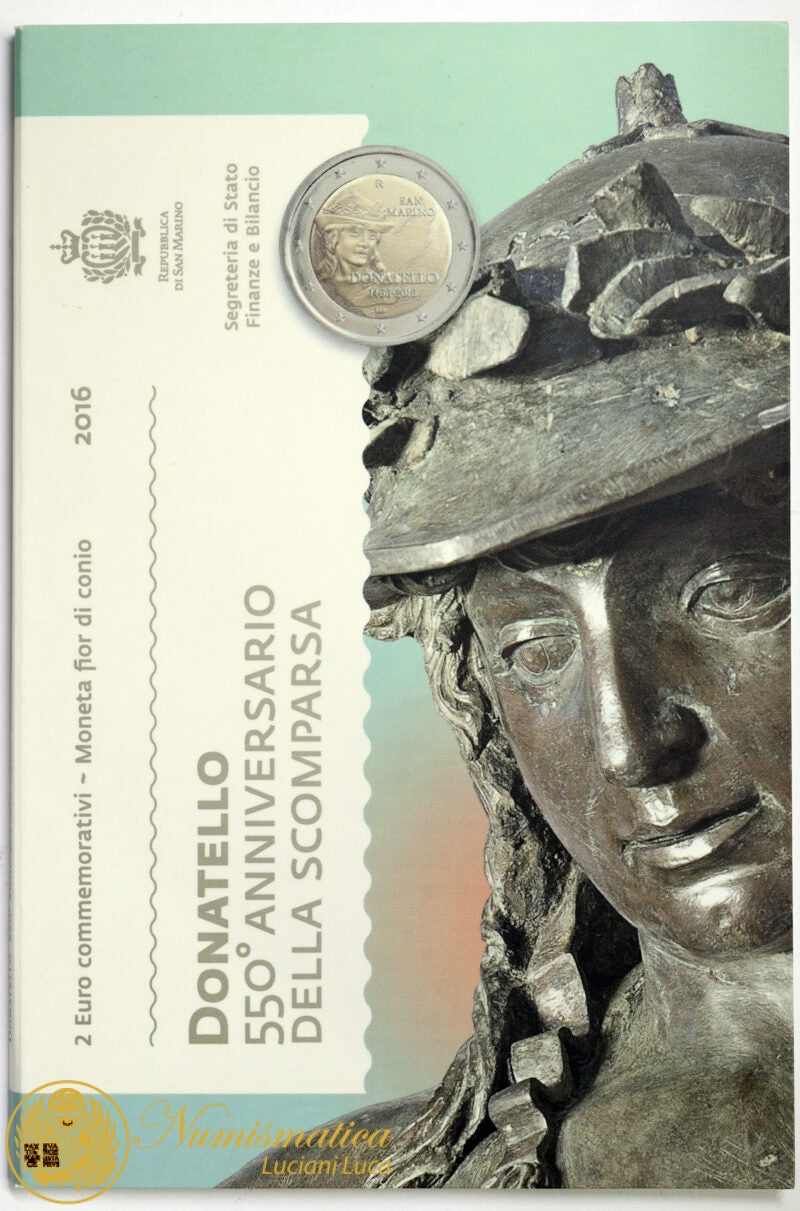 San Marino 2017 : 2 Euro Fdc 550° anniversario della Scomparsa DONATELLO