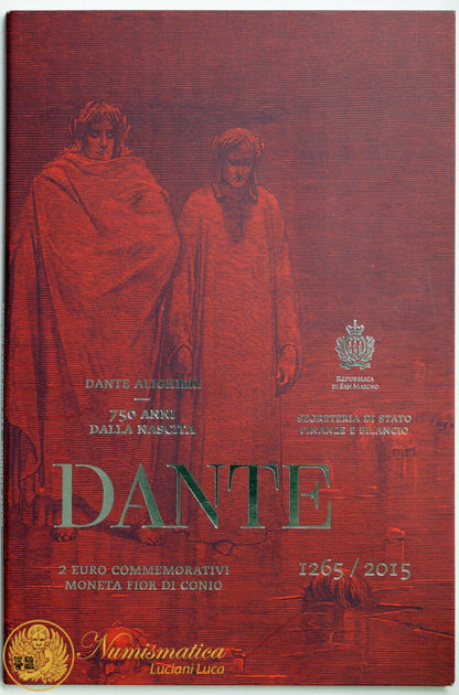 San Marino 2015 : 2 Euro Fdc Dante Alighieri 750 anni dalla nascita