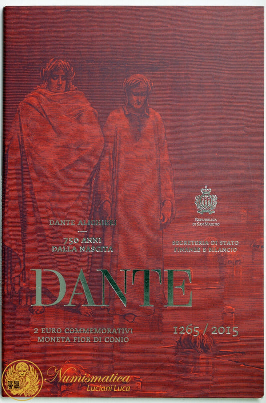 San Marino 2015 : 2 Euro Fdc Dante Alighieri 750 anni dalla nascita