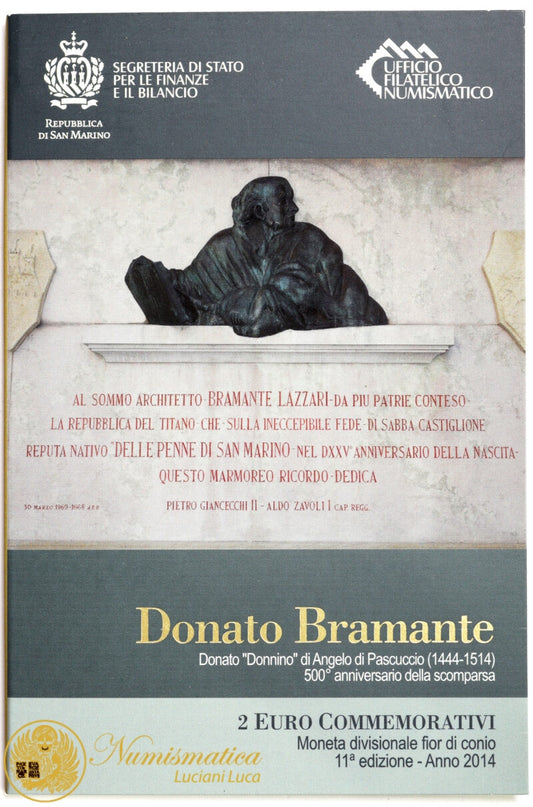 San Marino 2014 : 2 Euro Fdc 500° anniversario della scomparsa di Donato Bramante