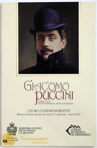 San Marino 2014 : 2 Euro Fdc 90° anniversario della scomparsa di Giacomo Puccini