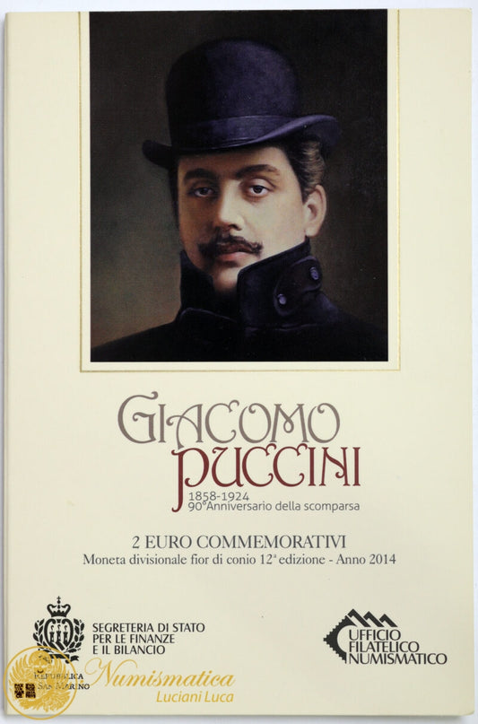 San Marino 2014 : 2 Euro Fdc 90° anniversario della scomparsa di Giacomo Puccini