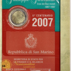 San Marino 2007 : 2 Euro Fdc II centenario della nascita di Giuseppe Garibaldi