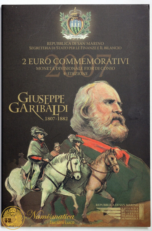 San Marino 2007 : 2 Euro Fdc II centenario della nascita di Giuseppe Garibaldi