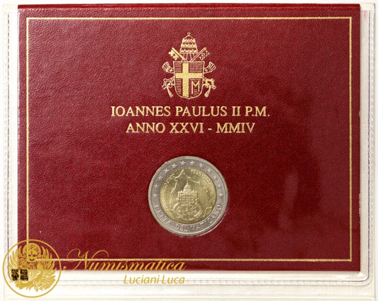 Città del Vaticano 2004 : 2 Euro Fdc Giovanni Paolo II 75° anniversario della Fondazione dello Stato