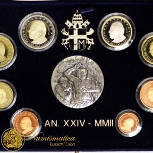 Città del Vaticano 2002 Serie Proof: divisionale Giovanni Paolo II Prima serie in Euro