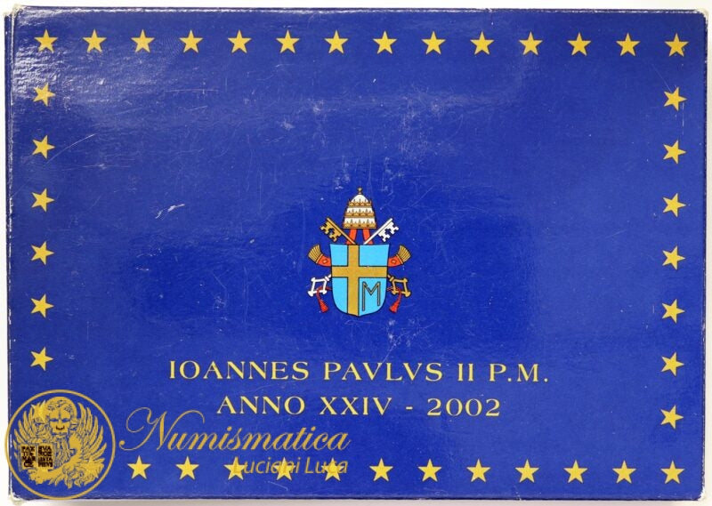 Città del Vaticano 2002 Serie Proof: divisionale Giovanni Paolo II Prima serie in Euro