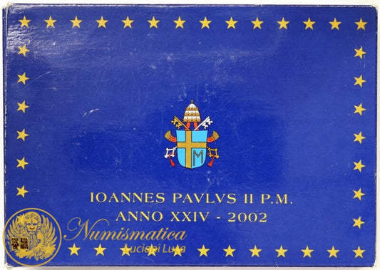 Città del Vaticano 2002 Serie Proof: divisionale Giovanni Paolo II Prima serie in Euro