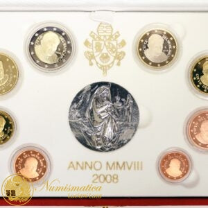 Città del Vaticano 2008 Serie Proof: divisionale Benedetto XVI con medaglia Evangelista San Luca