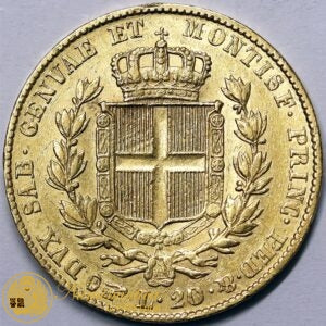 * REGNO DI SARDEGNA Carlo Alberto 20 Lire 1832 Torino FERT Au BB Raro #PV748