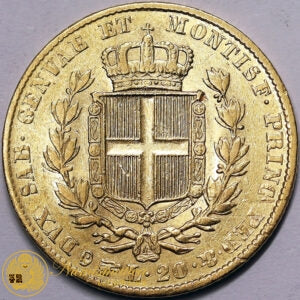 * REGNO DI SARDEGNA Carlo Alberto 20 Lire 1840 Torino Au BB- Raro #PV732