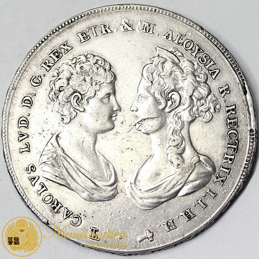REGNO D’ETRURIA Francescone 1807 Firenze CARLO LUDOVICO DI BORBONE Reggenza di Maria Luigia BB/Q.SPL #P253