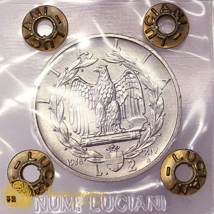 VITTORIO EMANUELE III 2 Lire 1936 Impero Meglio di Spl RARA #PV149