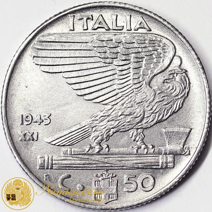 VITTORIO EMANUELE III 50 Centesimi 1943 Impero Q.Fdc #6409